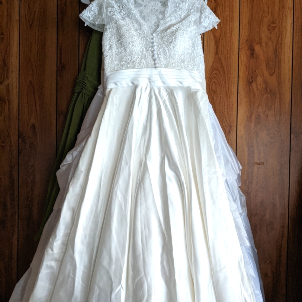 Amazing size 12 50/60s era lace top wedding dress